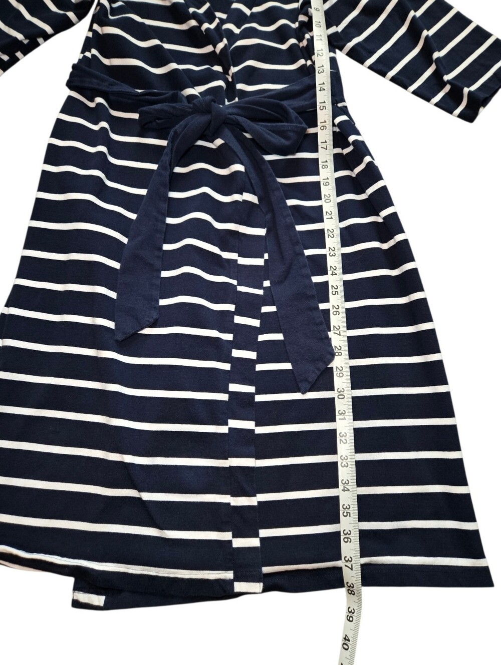 Baby Be Mine Navy and White Striped Robe with Tie Waist - Picture 4 of 4